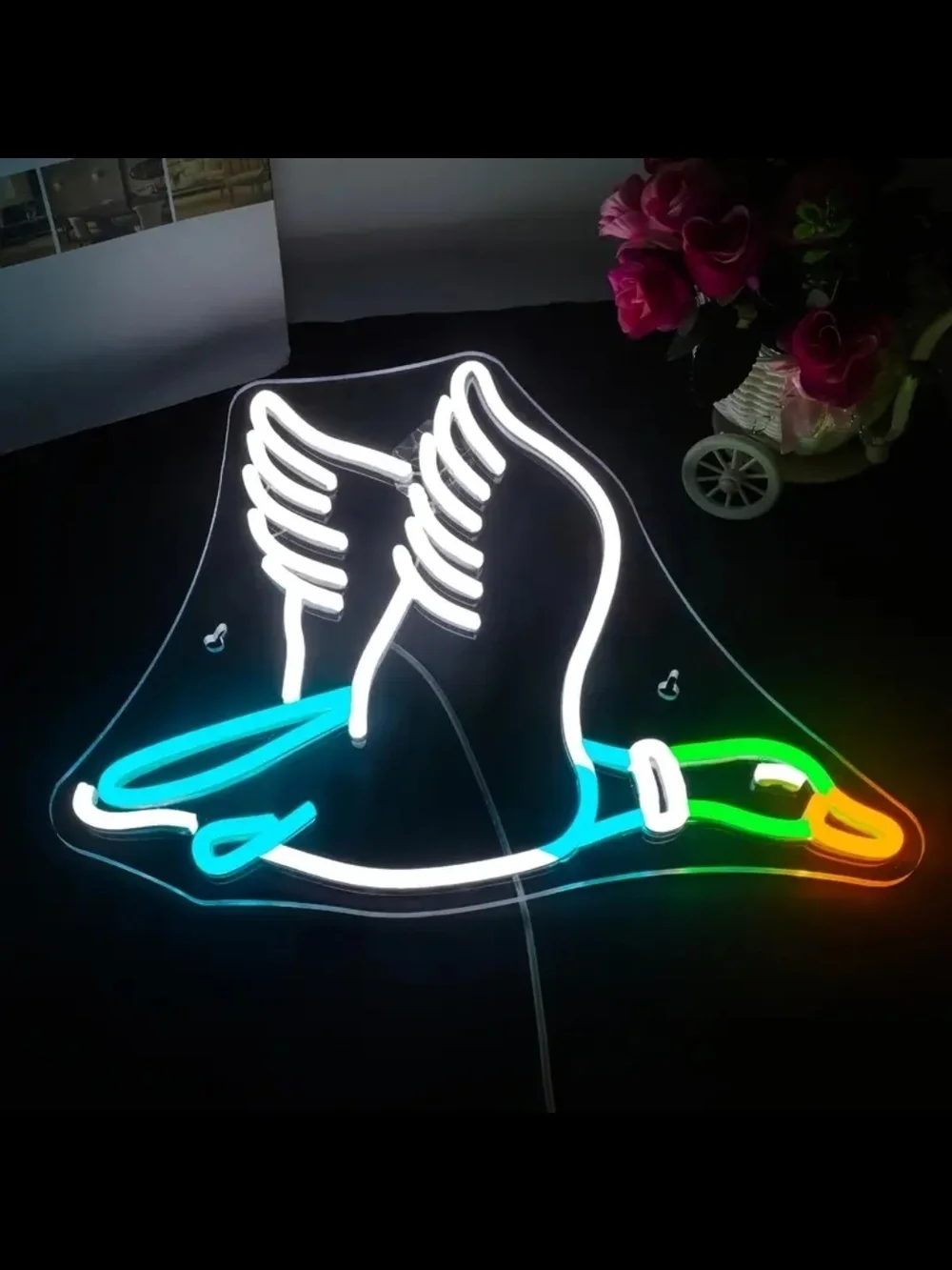 Neon Flying Duck Wall Sign - Multicolor